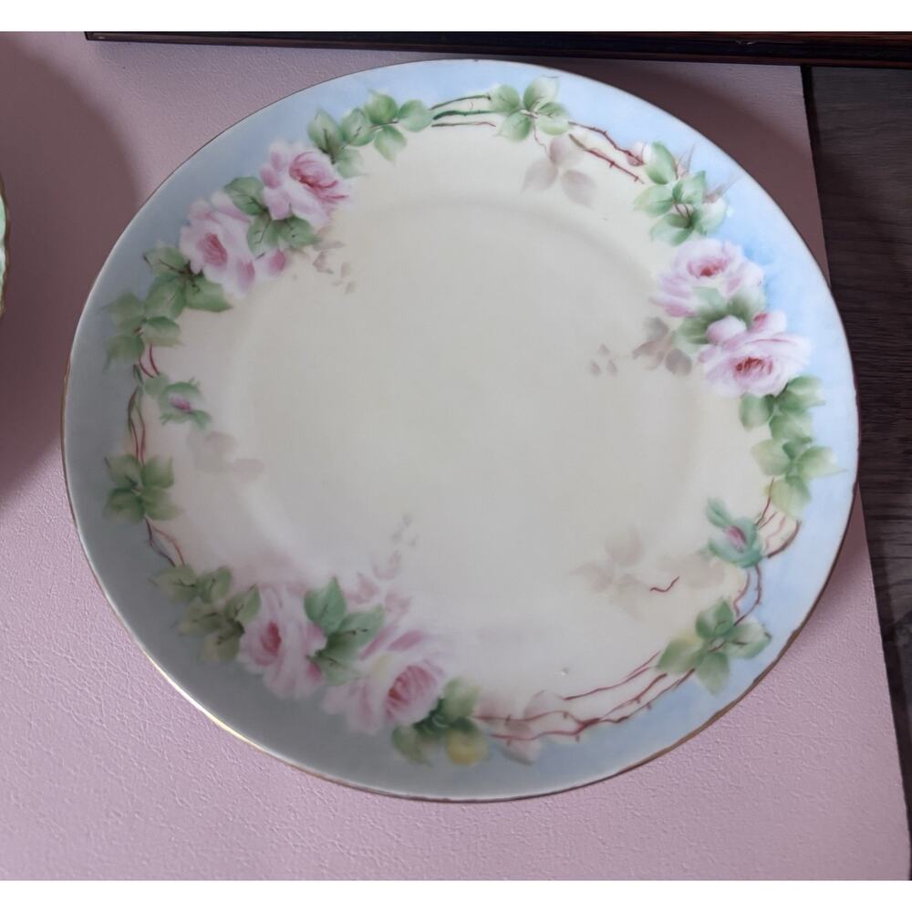 4 Vintage Blue Pink Yellow Mismatched Plate Wall Collage Display Floral Cottage - Picture 4 of 13